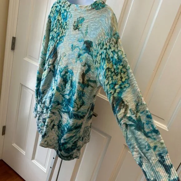 Aqua and green pastels 100% cotton shirt - Picture 4 of 11